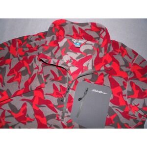 Eddie Bauer First Ascent Pull Over 1/4 Zip Bird Print Fleece Jacket Men's Large